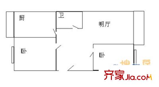 丁香園小區(qū) 2室 戶型圖