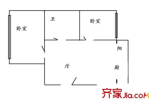 菜藝小區(qū) 2室 戶型圖