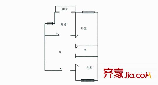 菜藝小區(qū) 2室 戶型圖