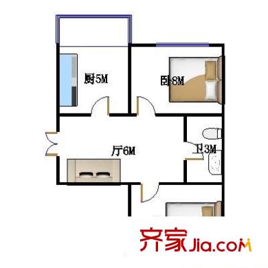 菜藝小區(qū) 2室 戶型圖