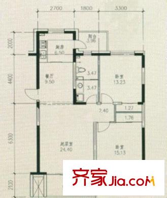 盛世閑庭戶型圖戶型 使用面積81.13平方米 2室2廳1衛(wèi)1廚