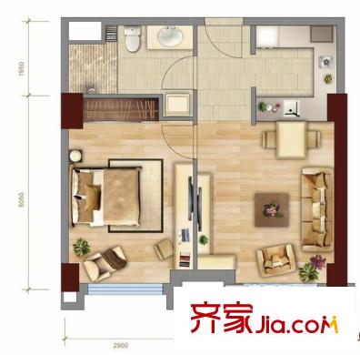 科技公寓1室1廳1衛(wèi)1廚