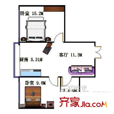 八棟樓小區(qū)2室1廳1衛(wèi)1廚