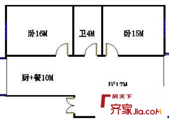 電塔小區(qū) 2室 戶型圖