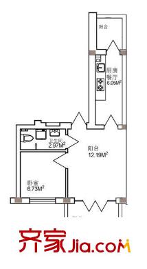南郡二期麗郡戶型圖27.94米兩室一廳一衛(wèi)一廚 2室1廳1衛(wèi)1廚