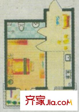 伸馬梧桐灣戶型圖小高層戶型 使用面積27.29平方米 1室1廳1衛(wèi)1廚