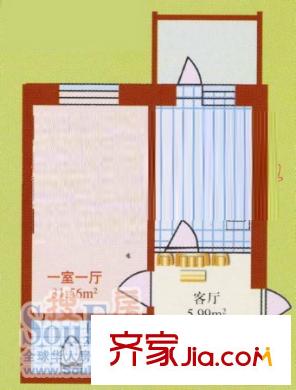 南棵綠蔭小區(qū)戶型圖1室1廳1衛(wèi)1廚