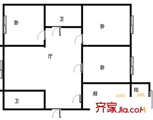 中植方洲苑 3室 戶型圖