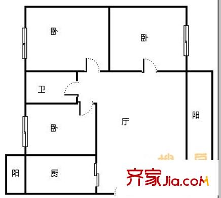 中植方洲苑 3室 戶型圖