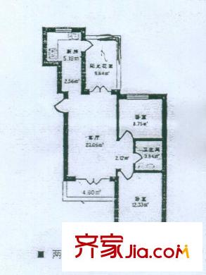 祥和家園戶型圖高層戶型 2室1廳1衛(wèi)1廚