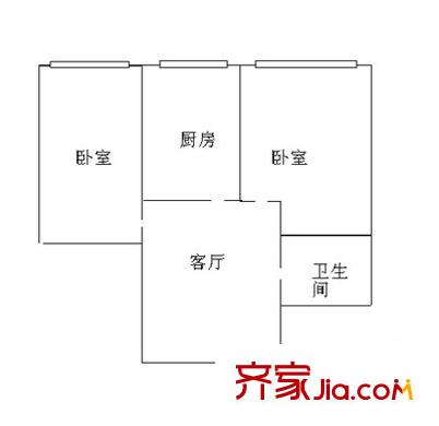 八棟樓小區(qū) 2室 戶型圖