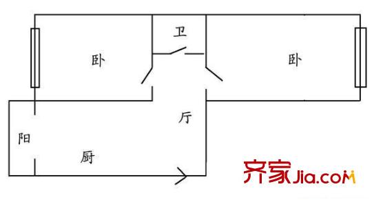 職工大院 2室 戶型圖