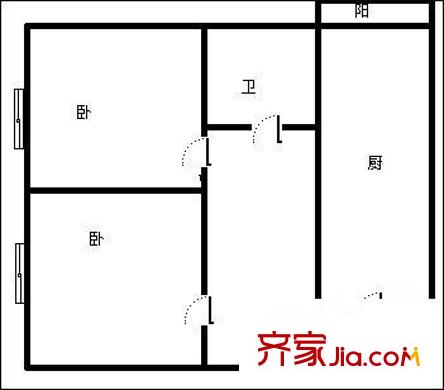 職工大院 2室 戶型圖