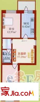 南棵綠蔭小區(qū)戶型圖2室1廳1衛(wèi)1廚