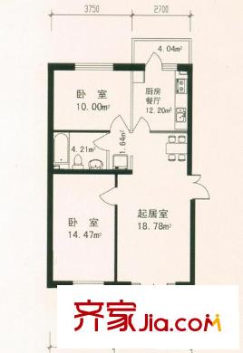 祥和家園戶型圖17號樓戶型 2室1廳1衛(wèi)1廚