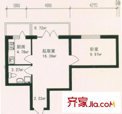 祥和家園戶型圖17號樓戶型  1室1廳1衛(wèi)1廚