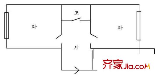 職工大院 2室 戶型圖