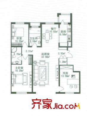 海富漫香林戶(hù)型圖高層A戶(hù)型 3室2廳2衛(wèi)1廚