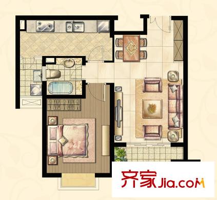 世貿(mào)濱江新城1室1廳1衛(wèi)1廚