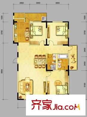 金色萊茵戶型圖三期7#A戶型  3室2廳2衛(wèi)1廚