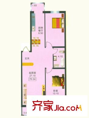 冬奧家園戶型圖C棟七單元戶型  2室1廳1衛(wèi)1廚