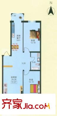 冬奧家園戶型圖D棟 二、三、四、五、單元戶型 2室1廳1衛(wèi)1廚