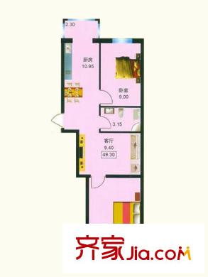 冬奧家園戶型圖B棟戶型  2室1廳1衛(wèi)1廚