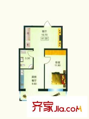 冬奧家園戶型圖B棟戶型  1室1廳1衛(wèi)1廚
