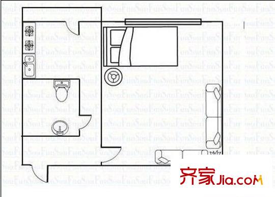 沙曼小區(qū) 1室 戶型圖