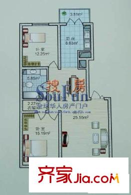 華軒美景戶型圖戶型圖 2室1廳1衛(wèi)1廚