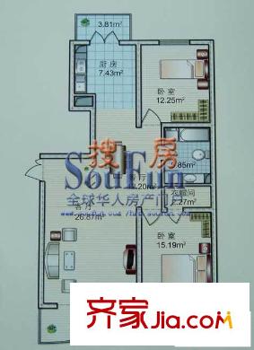 華軒美景戶型圖戶型圖 2室1廳1衛(wèi)1廚