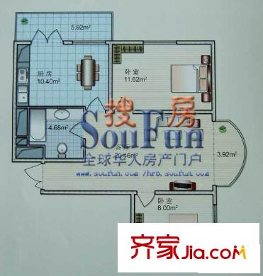 華軒美景戶型圖戶型圖 2室1廳1衛(wèi)1廚