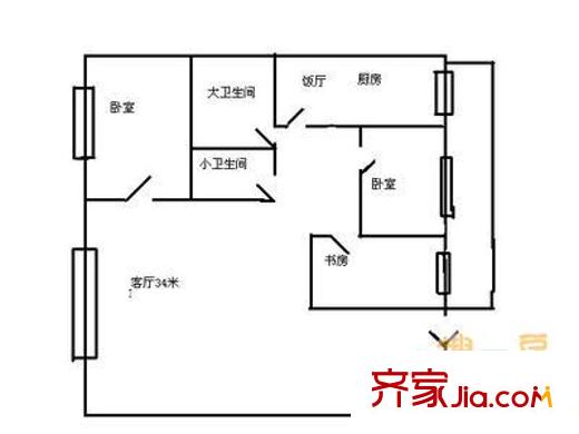 極樂(lè)小區(qū) 3室 戶型圖