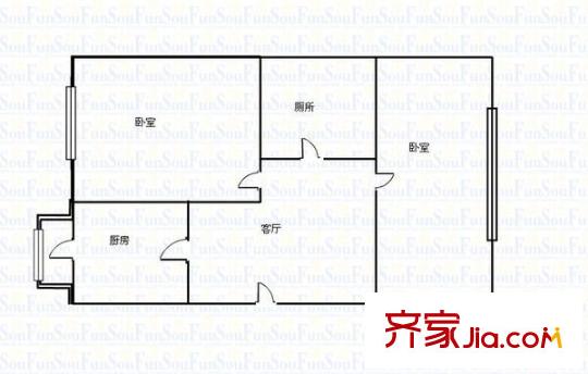 極樂(lè)小區(qū) 2室 戶型圖