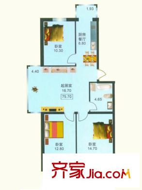 冬奧家園戶型圖C棟七單元戶型  3室1廳1衛(wèi)1廚