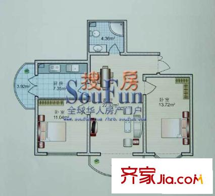 華軒美景戶型圖戶型圖 2室1廳1衛(wèi)1廚