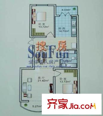 華軒美景戶型圖戶型圖 2室1廳1衛(wèi)1廚