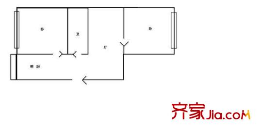 樂東嘉園小區(qū) 2室 戶型圖