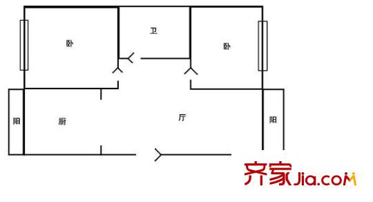 樂東嘉園小區(qū) 2室 戶型圖