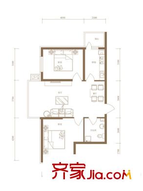 柒零捌零 城仕公館戶型圖B7戶型圖 1室1廳1衛(wèi)1廚
