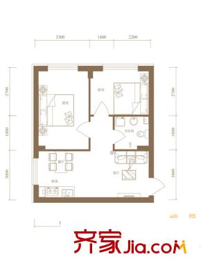 柒零捌零 城仕公館戶型圖B9戶型圖 2室2廳1衛(wèi)1廚