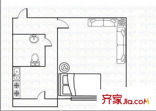 沙曼小區(qū) 1室 戶型圖