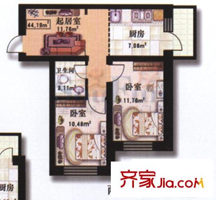 福泰名苑2室1廳1衛(wèi)1廚