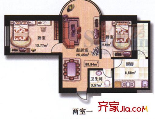 福泰名苑2室1廳1衛(wèi)1廚