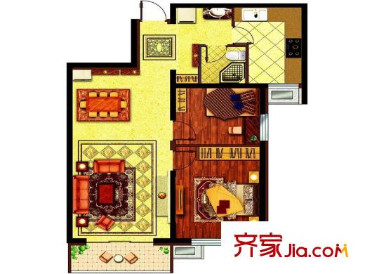 哈西萬達廣場戶型圖A戶型  2室2廳1衛(wèi)1廚
