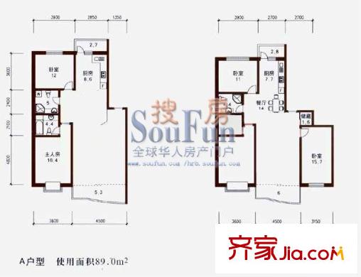 保利頤和家園戶型圖戶型圖 2室1廳2衛(wèi)1廚