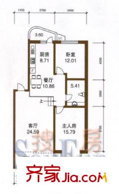保利頤和家園戶型圖B戶型 2室1廳1衛(wèi)1廚