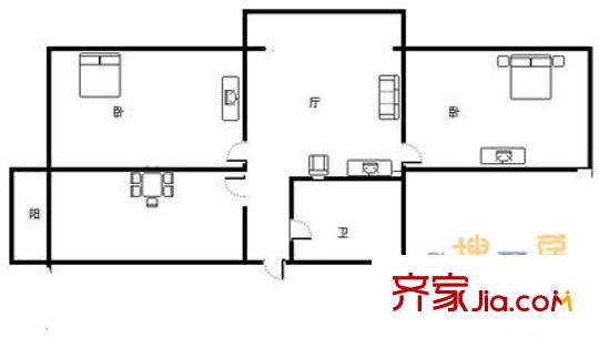 白毛小區(qū) 2室 戶型圖