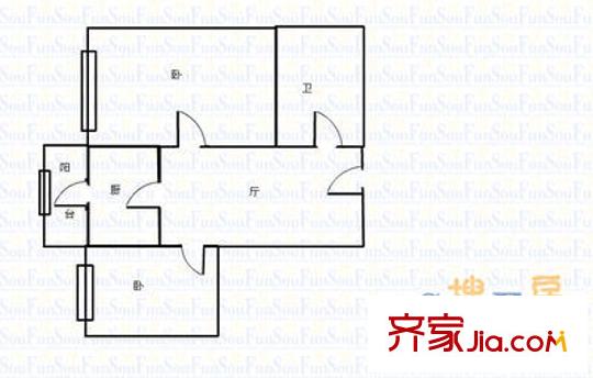 樂東嘉園小區(qū) 2室 戶型圖