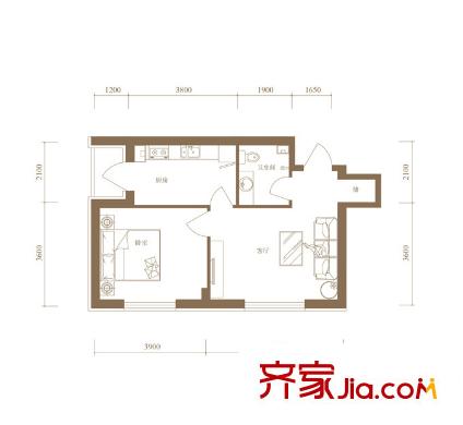 柒零捌零 城仕公館戶型圖A5戶型 1室1廳1衛(wèi)1廚